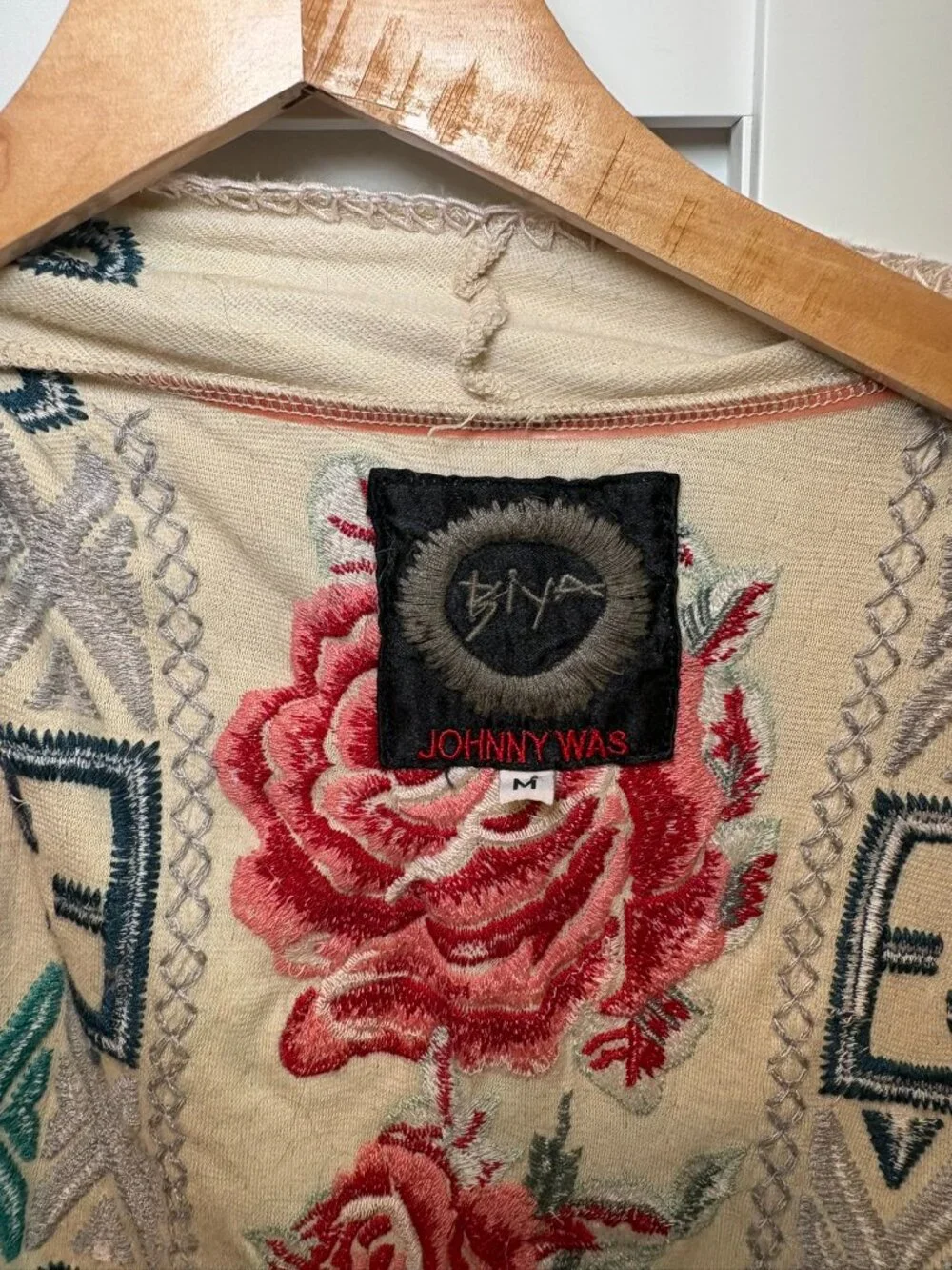 Johnny Was Biya Embroidered Cotton Waterfall Cardigan Medium
